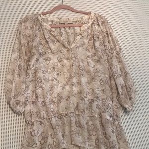 SOLD LOFT Sheer Blouse Floral Design